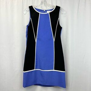Jessica Simpson Womens A Line Dress Blue Black Color Block Zipper Sleeveless 6